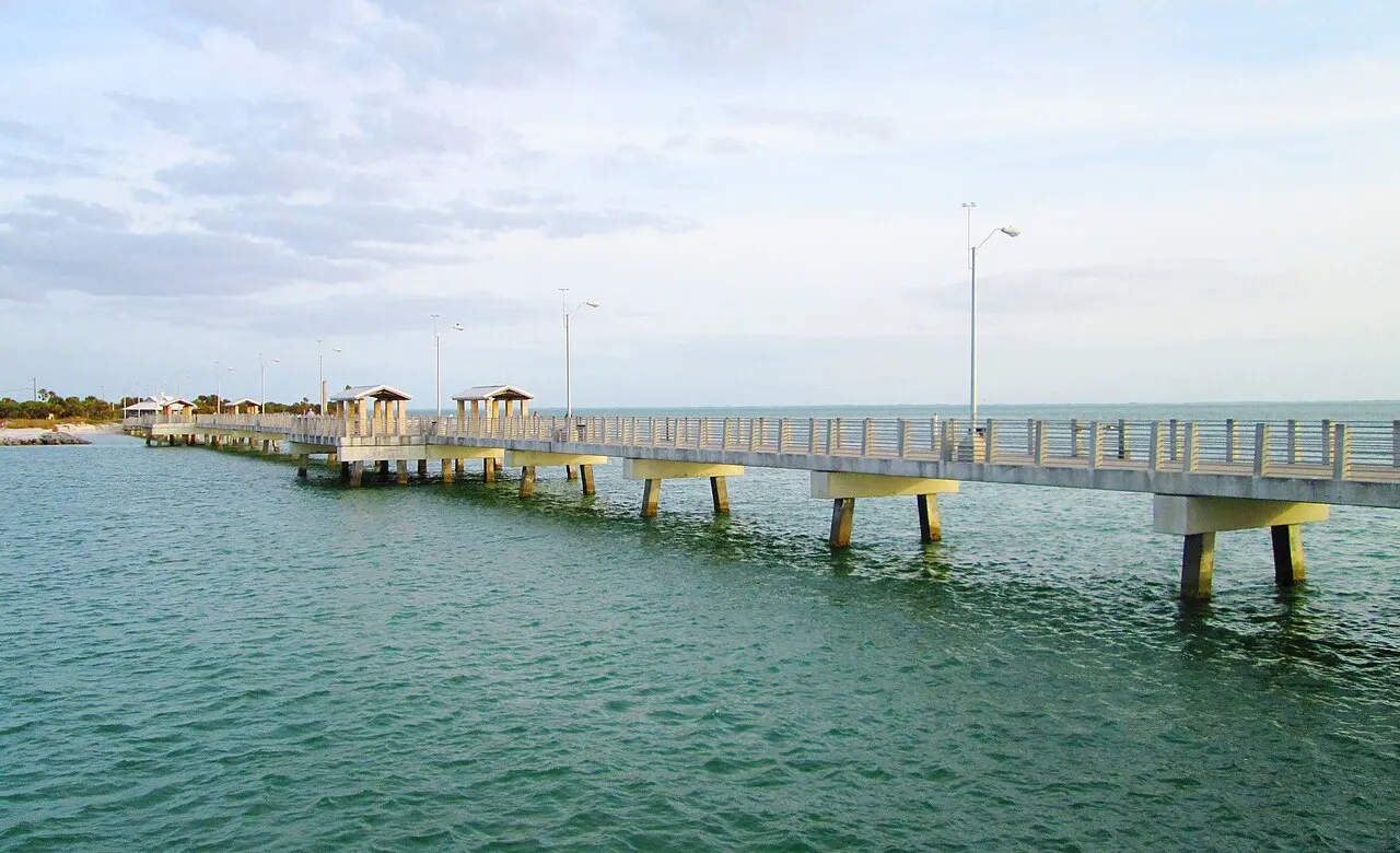 The Gulf Pier in Fort De Soto Park.